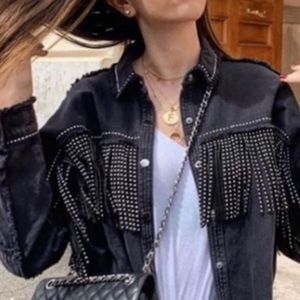 Grey Fringe Shirt Jacket